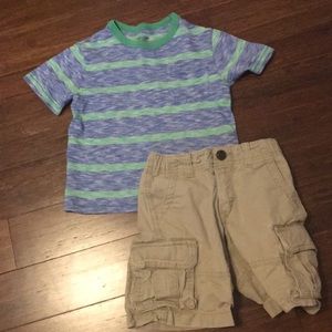 Gap 4t boys cargo shorts and striped tee
